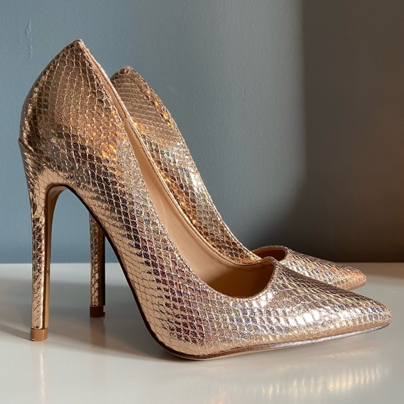 Rose Gold Mermaid Fashion Nova Heels - Picture 5 of 12